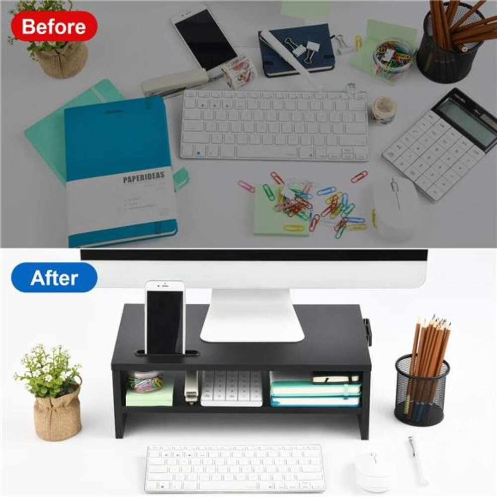 Monitor Stand Riser 16 Inch Desktop Organizer 2Tier Laptop Computer Screen ShelF - Picture 12 of 12
